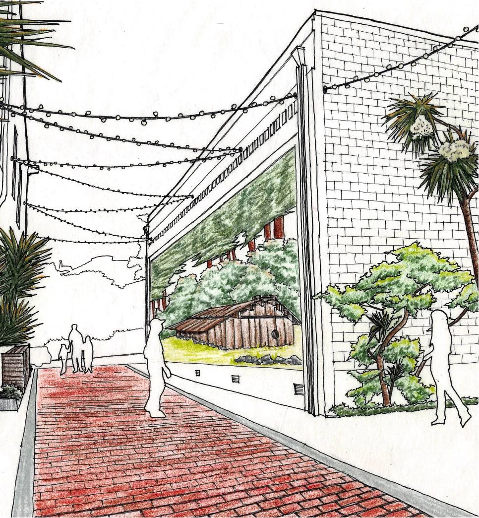 Architectural alley rendering published by Cairns Architecture